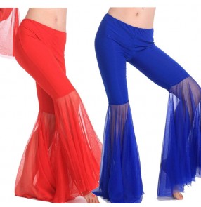 Black white yellow fuchsia hot pink light pink royal blue turquoise light blue trumpet long length women's ladies female competition performance sexy fashion belly dance costumes pants trousers